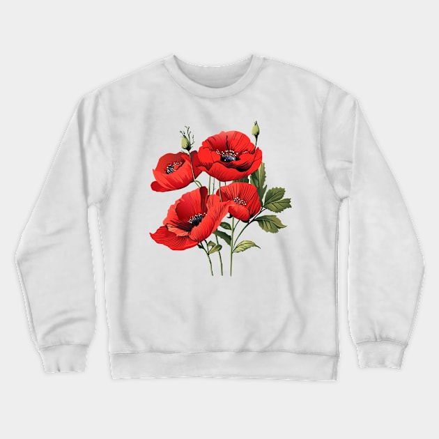 Red poppies flowers, beautiful poppy watercolor Holiday Decoration Birthday gifts and presents, american, traditional, anniversary, memory Crewneck Sweatshirt by sofiartmedia